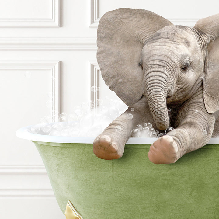 a statue of an elephant in a bathtub