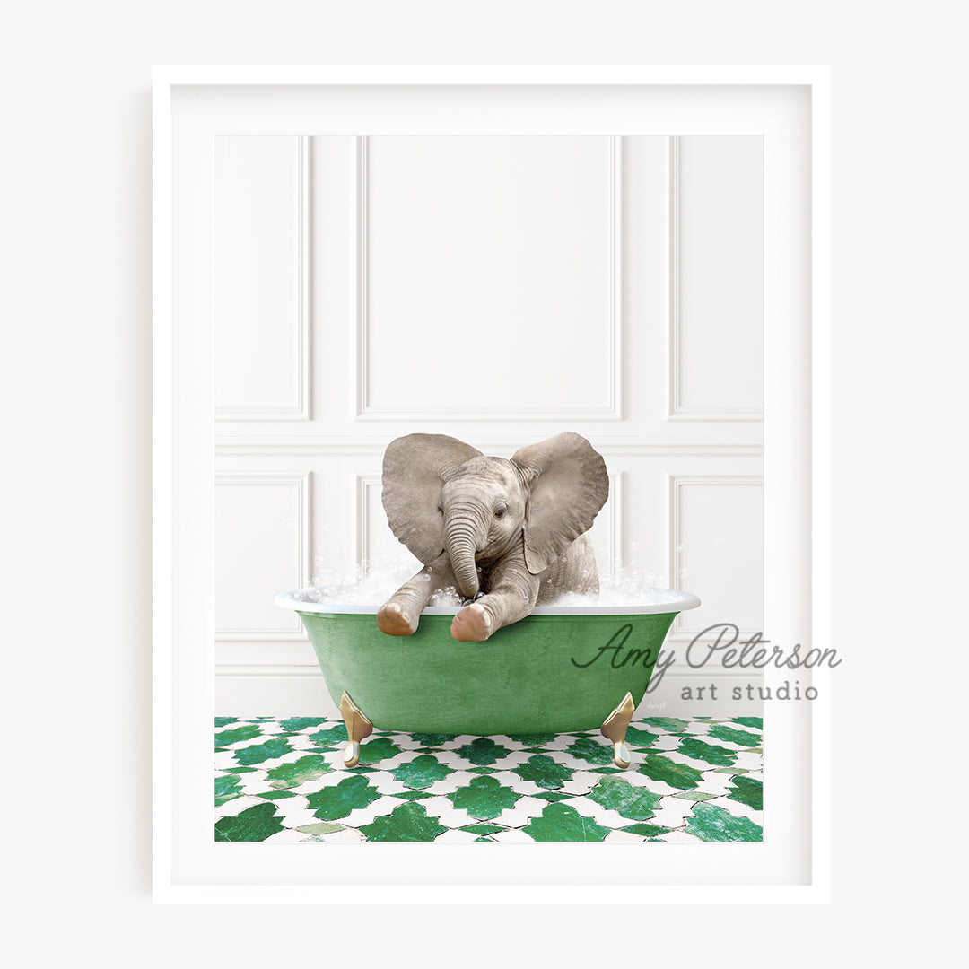 a picture of an elephant in a bathtub