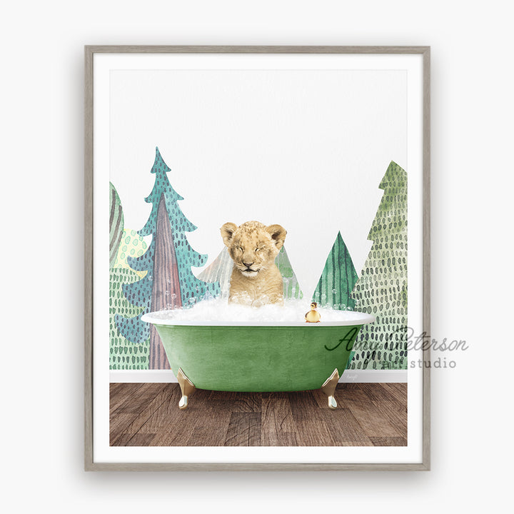 a picture of a baby lion in a bathtub