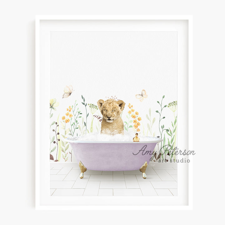 a picture of a baby lion in a bathtub