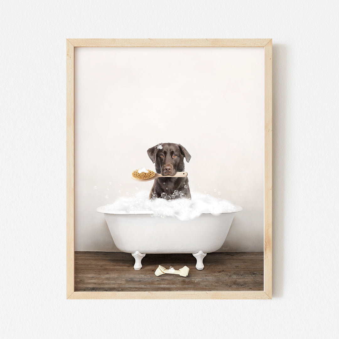 a dog sitting in a bathtub with foam on it