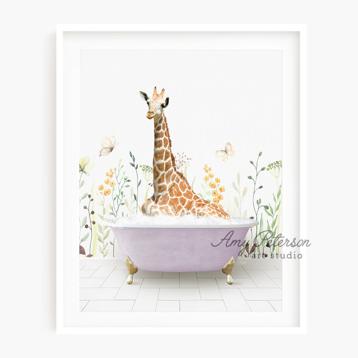 a picture of a giraffe in a bathtub