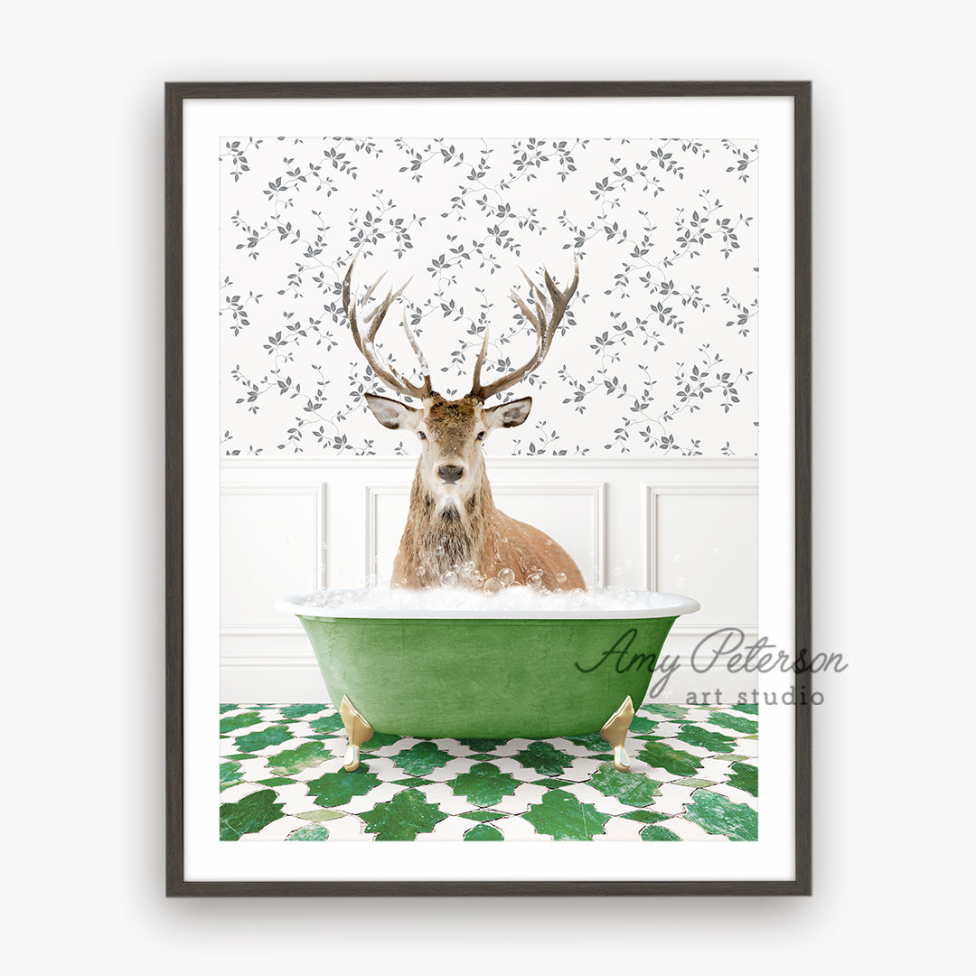 a picture of a deer in a bathtub