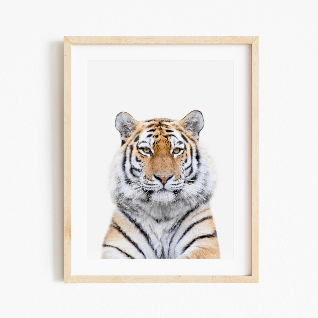 a picture of a tiger in a wooden frame