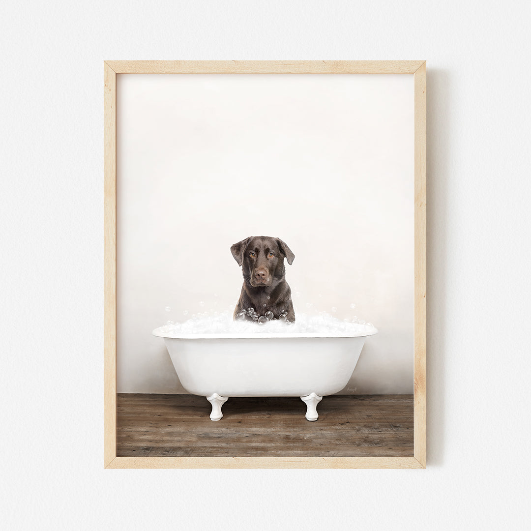 a dog is sitting in a bathtub with foam