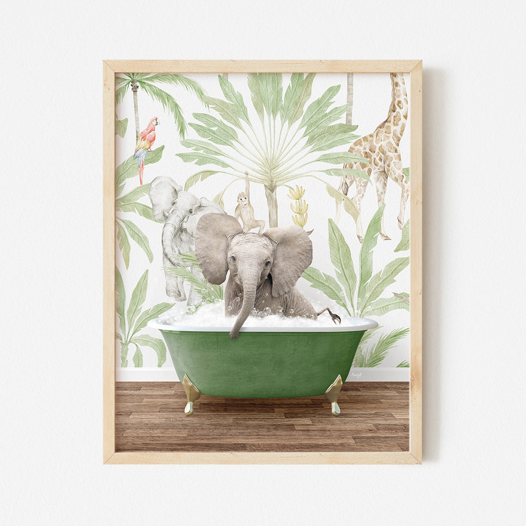 a picture of an elephant in a bathtub