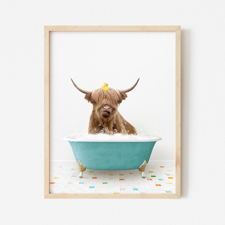 a picture of a cow in a bathtub