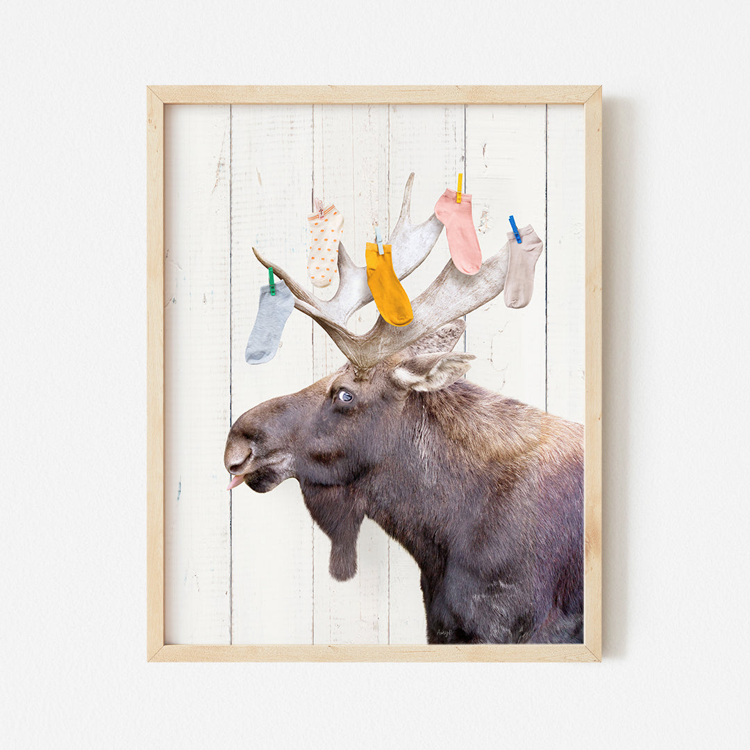 a picture of a moose with a moose's antlers on it's