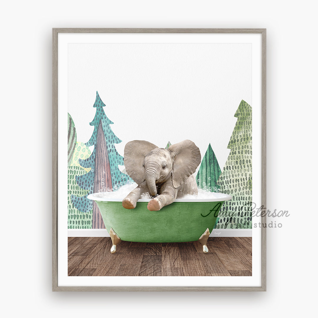 a picture of an elephant in a bathtub