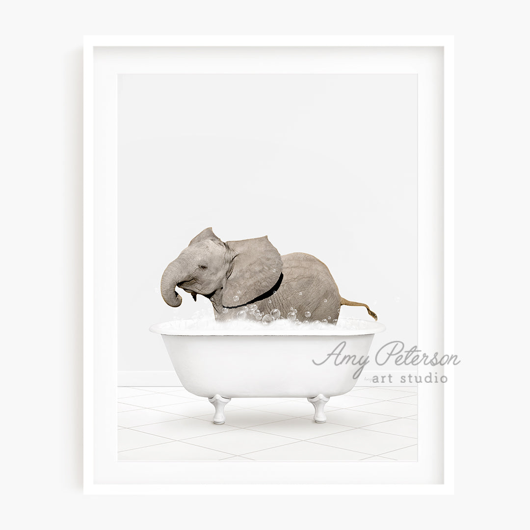 a picture of an elephant in a bathtub