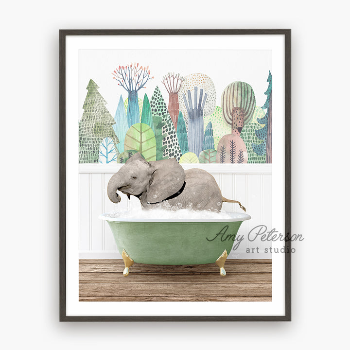 a picture of an elephant in a bathtub