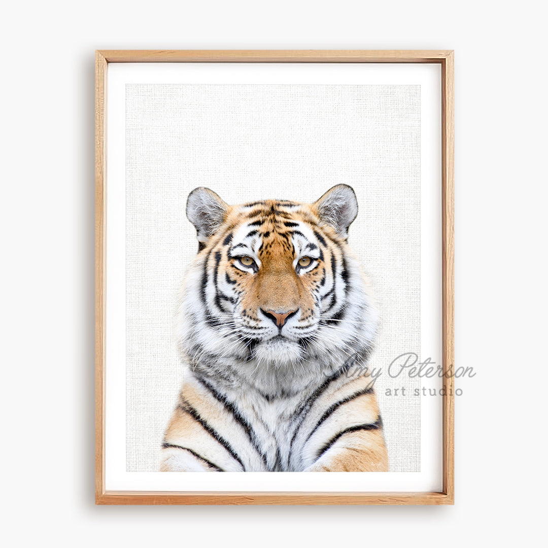 a picture of a tiger in a wooden frame