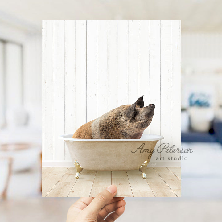 a dog taking a bath in a bathtub