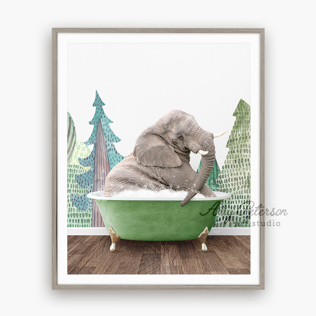 a picture of an elephant in a bathtub