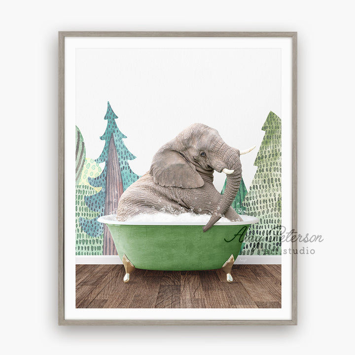 a picture of an elephant in a bathtub