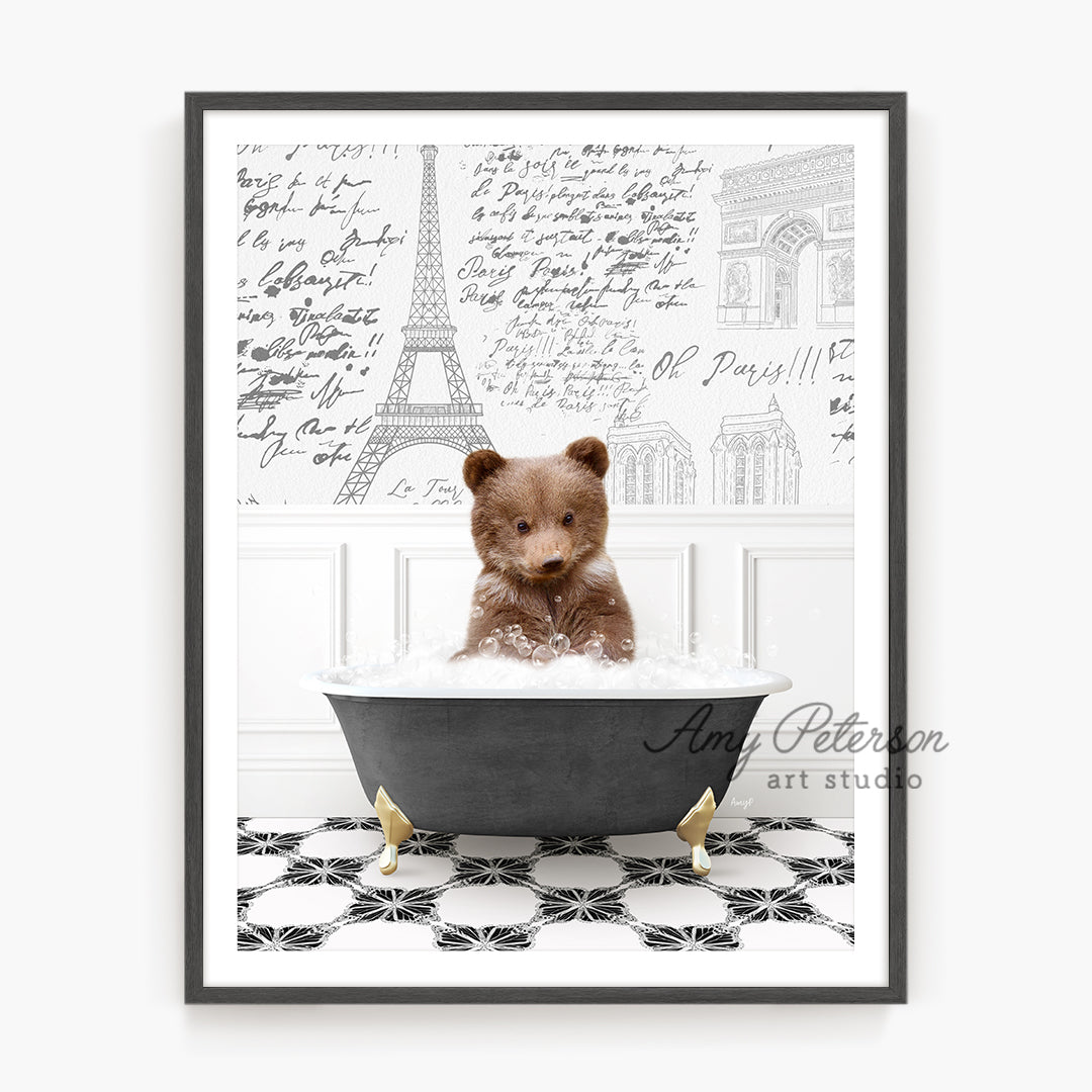 a picture of a teddy bear in a bathtub