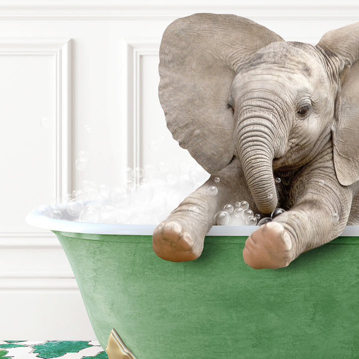 a statue of an elephant in a bathtub