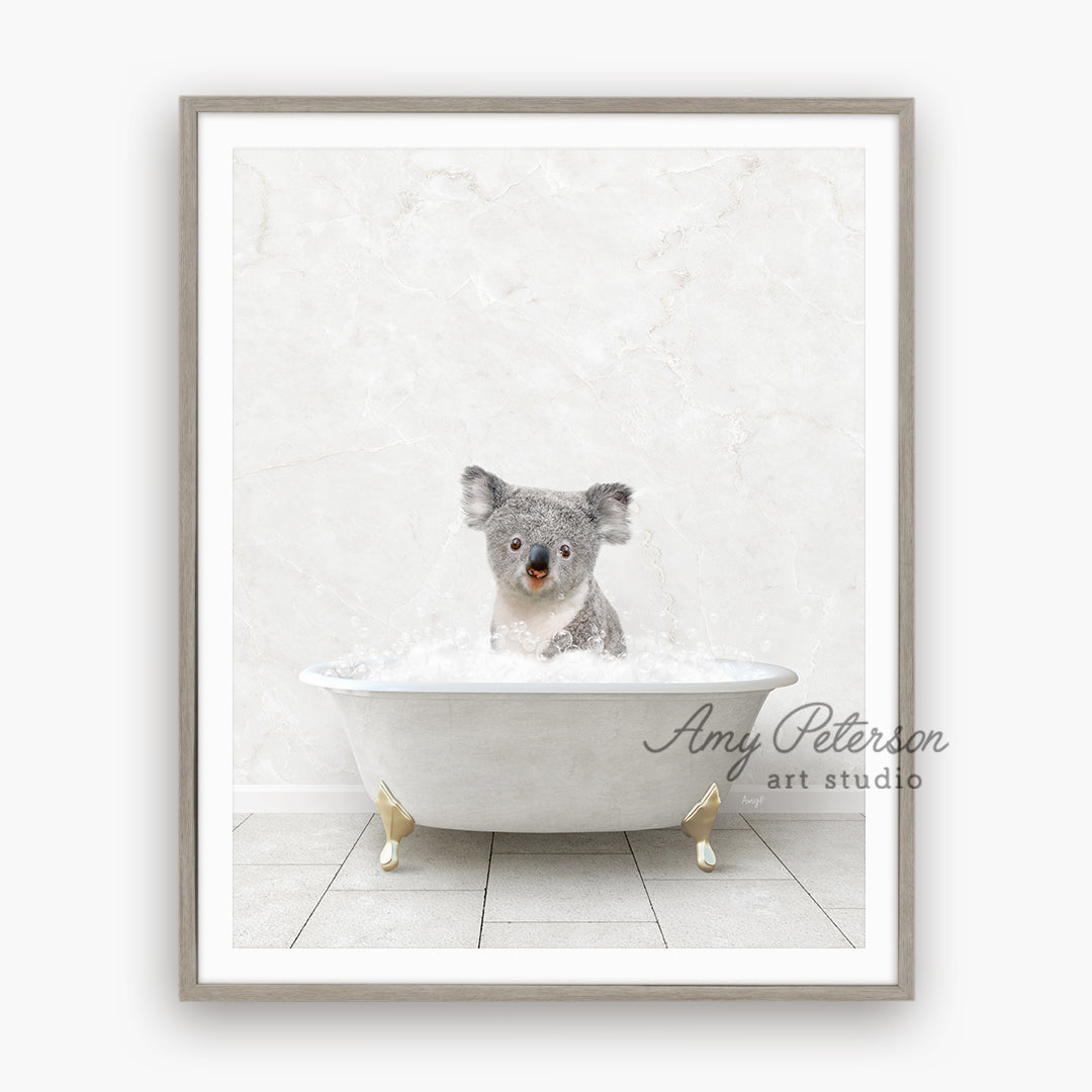 a picture of a koala in a bathtub