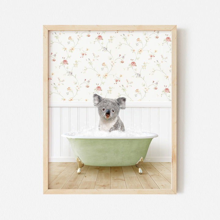 a picture of a koala in a bathtub