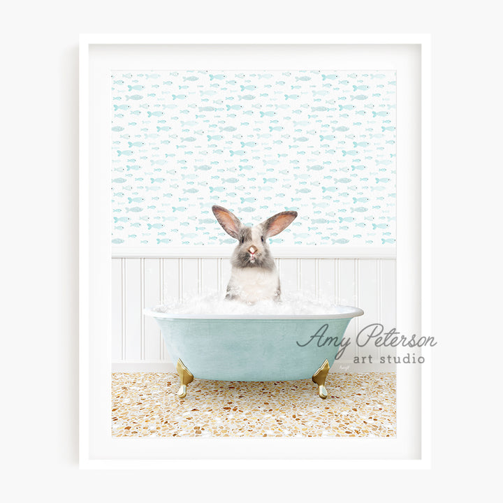 a picture of a rabbit in a bathtub