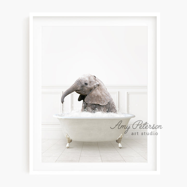 a picture of an elephant in a bathtub