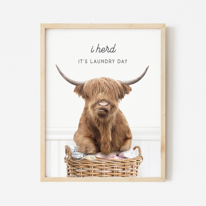 a picture of a highland cow sitting in a basket