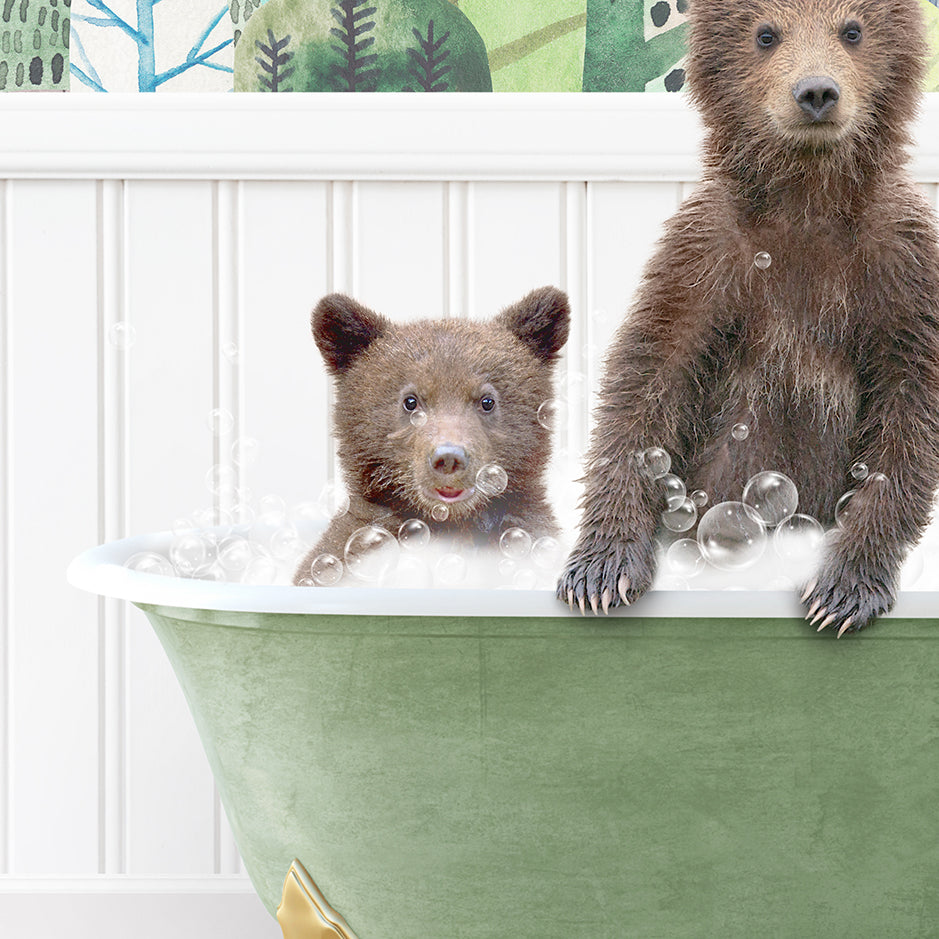 a couple of bears that are in a bath tub