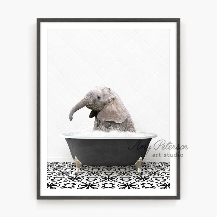 a picture of an elephant in a bathtub