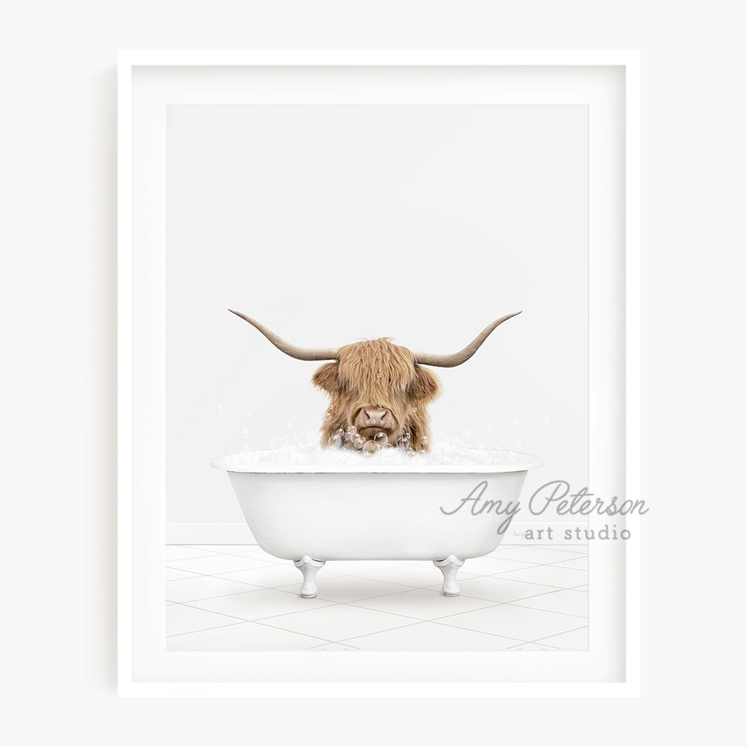 a picture of a bull in a bathtub