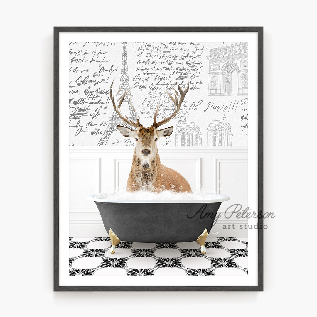 a picture of a deer in a bathtub