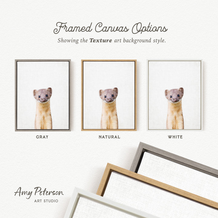 three framed canvas options, each with a different color and frame style, showcasing the texture art background style.