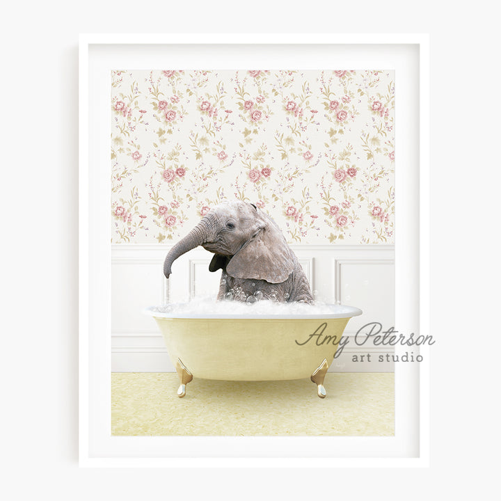 a picture of an elephant in a bathtub