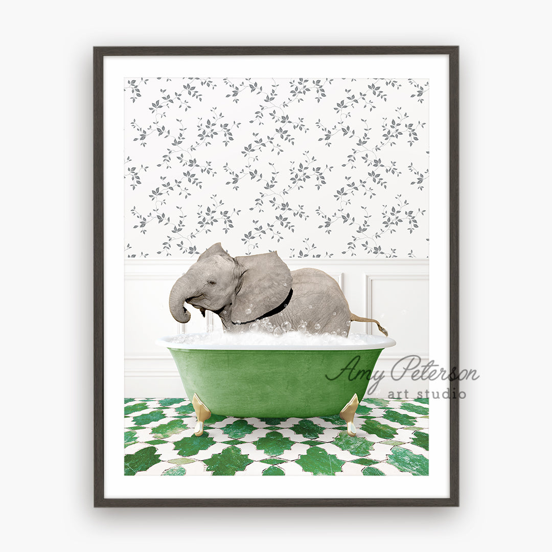 a picture of an elephant in a bathtub