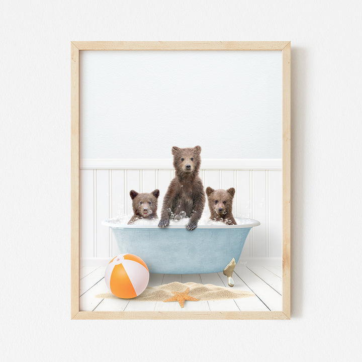 a picture of three bears in a bathtub