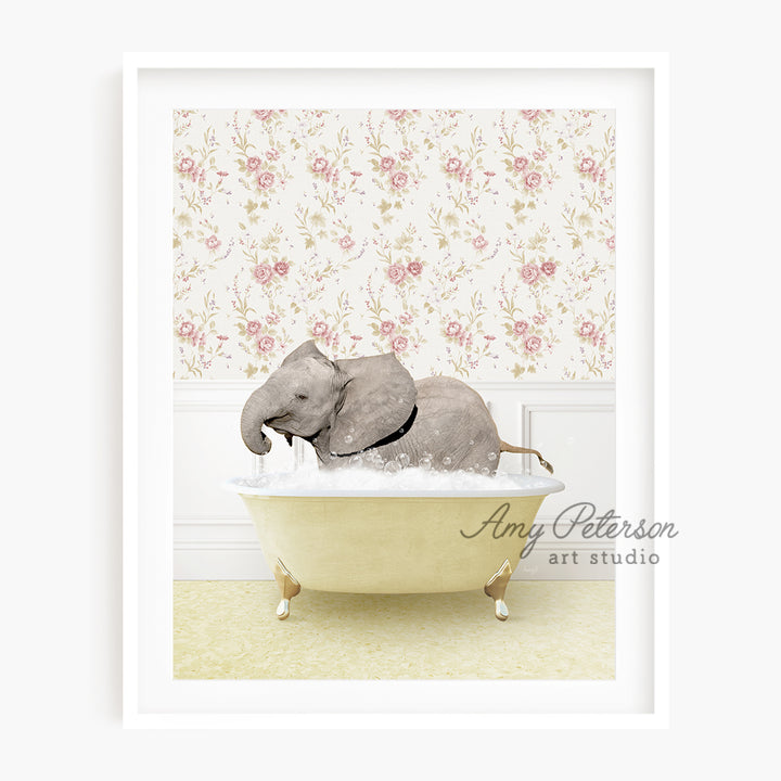 a picture of an elephant in a bathtub