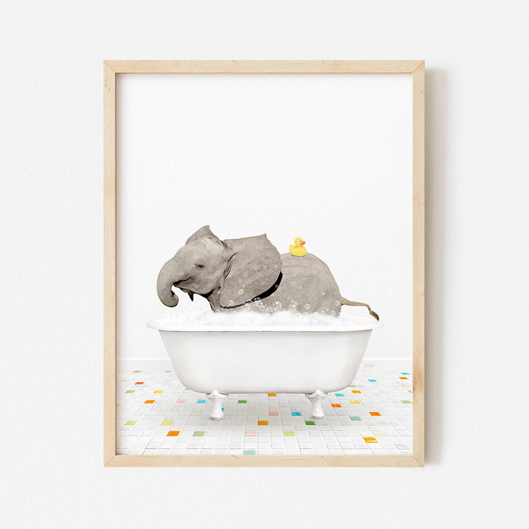 a picture of an elephant in a bathtub