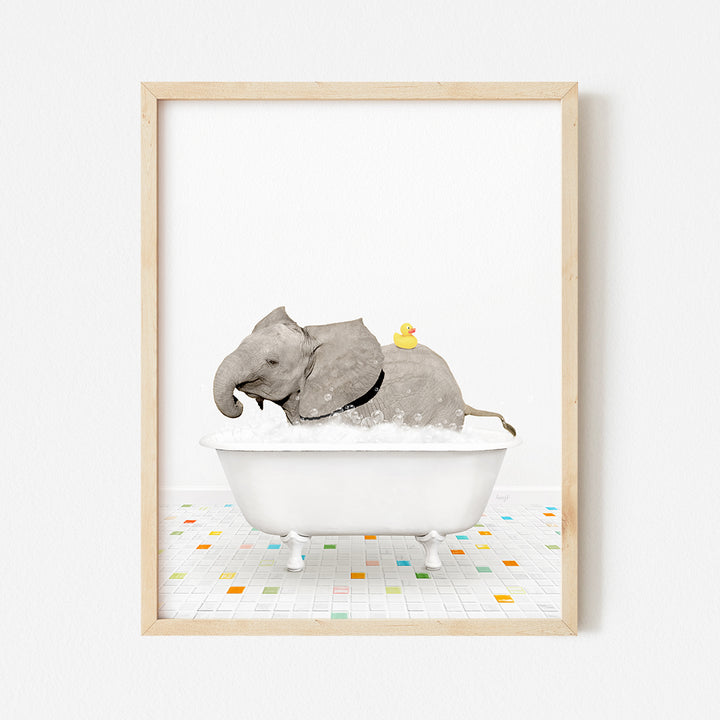 a picture of an elephant in a bathtub