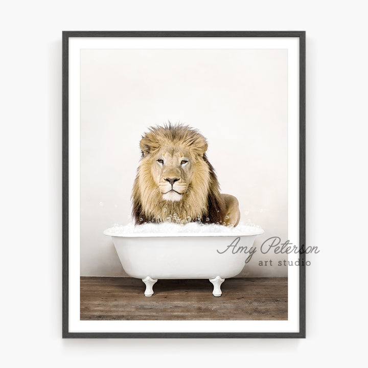 a picture of a lion in a bathtub