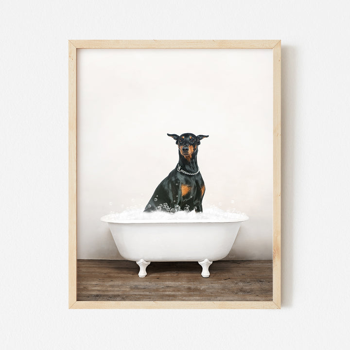 a black and brown dog sitting in a bathtub