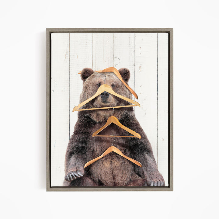Bear with Clothes Hangers - Farmhouse Wall