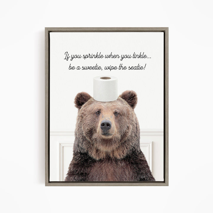 Bear "If you sprinkle when you tinkle..." - Bathroom Simple White