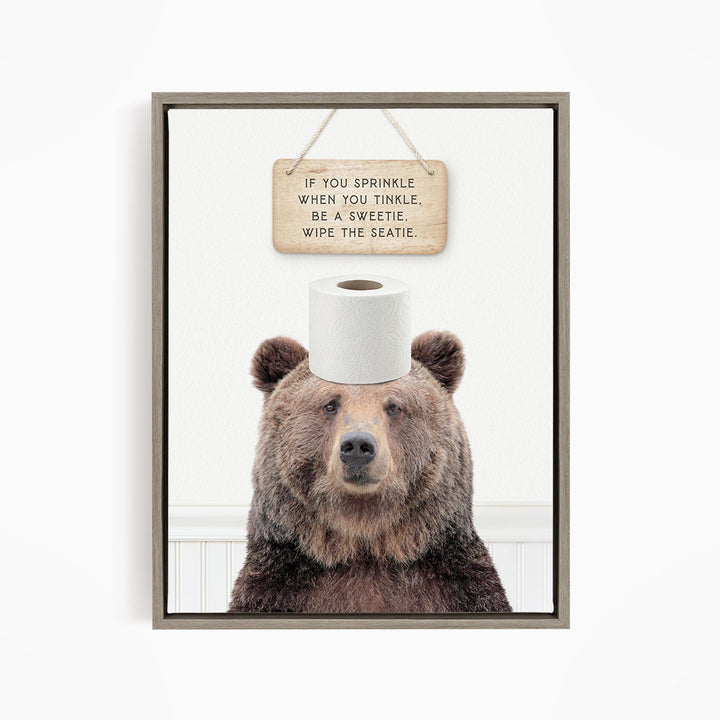 Bear "If you sprinkle when you tinkle..." - Bathroom Cottage White