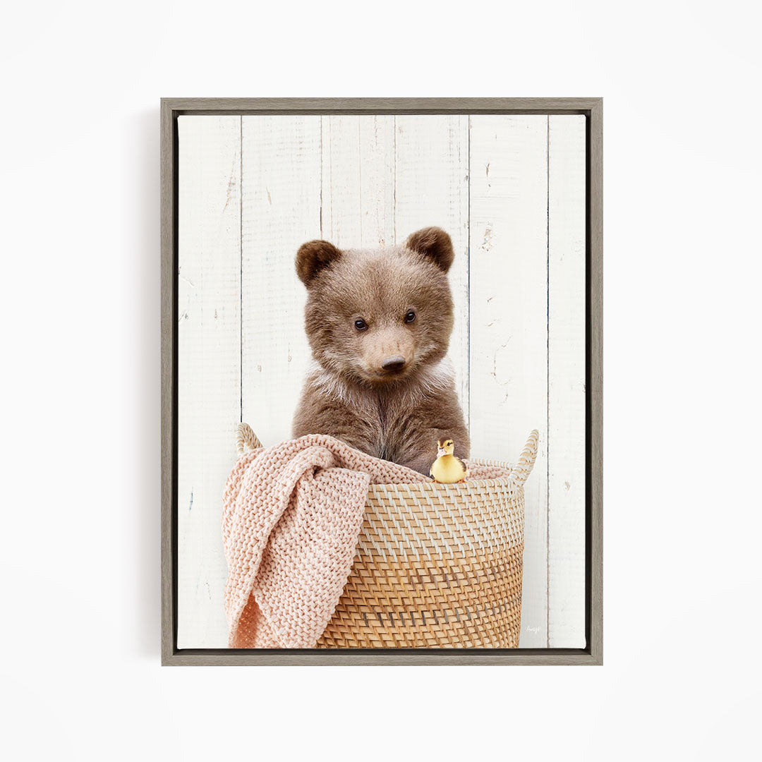 Bear Cub in Laundry Basket - Farmhouse Wall