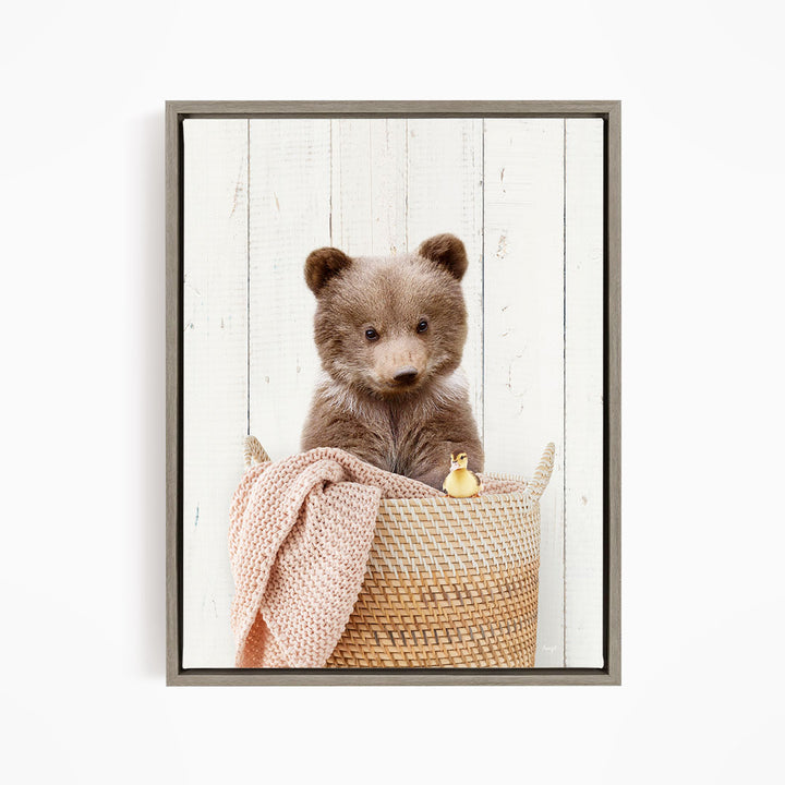Bear Cub in Laundry Basket - Farmhouse Wall