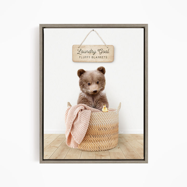 Bear Cub in Laundry Basket - Scandi Floor
