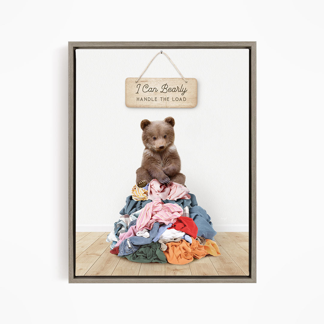 Bear Cub Sitting On Clothes Pile - Scandi Floor