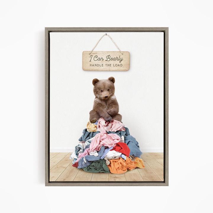 Bear Cub Sitting On Clothes Pile - Scandi Floor