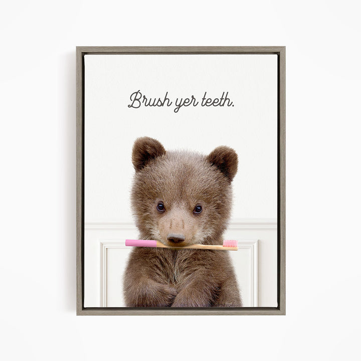 Bear Cub "Brush yer teeth" - Bathroom Simple White