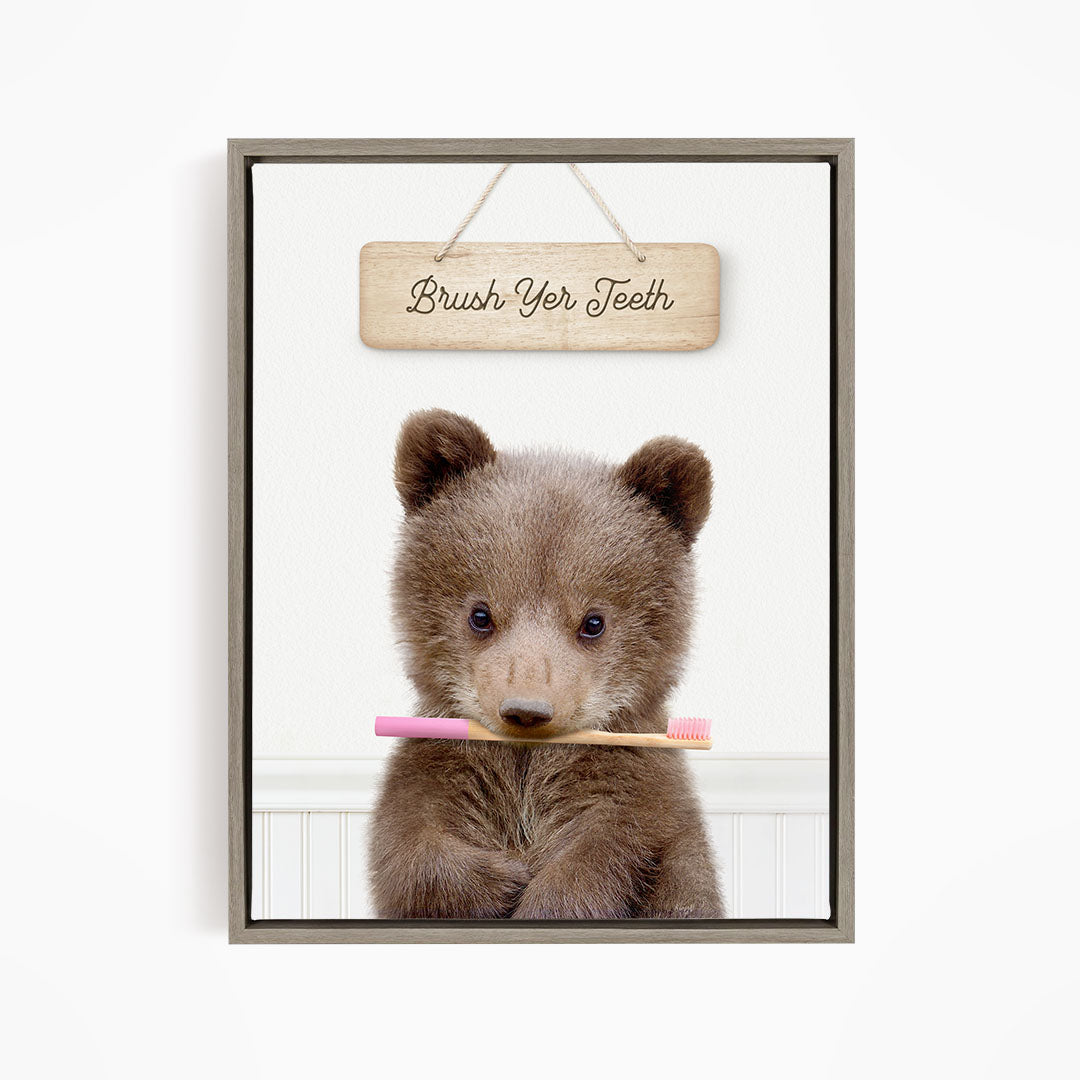 Bear Cub "Brush yer teeth" - Bathroom Cottage White
