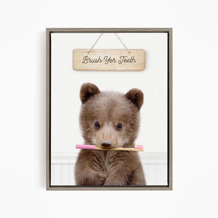 Bear Cub "Brush yer teeth" - Bathroom Cottage White